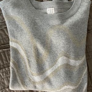 Sweater, lightweight. Light grey. NWOT.